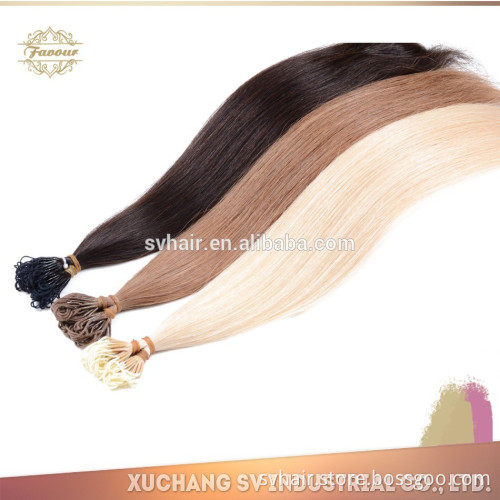 top quality human remy hair extension I TIP with long rope Double Drawn Remy Wholesale nano ring hair extension russian